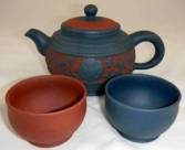 Red and Blue Yixing Tea Set