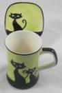 Green Cat Mug with Coaster