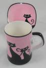 Pink Cat Mug and Coaster