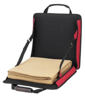 Red Stadium Seat with Tan Blanket