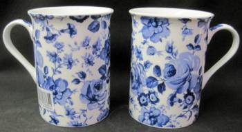 Four Blue Chatsworth Mugs