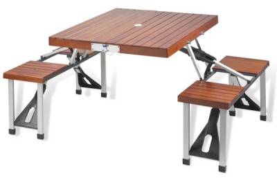 Folding Wooden Picnic Table with Seats