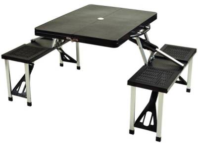 Black Folding Picnic Table with Seats
