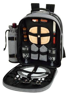 Houndstooth Picnic Backpack for Two
