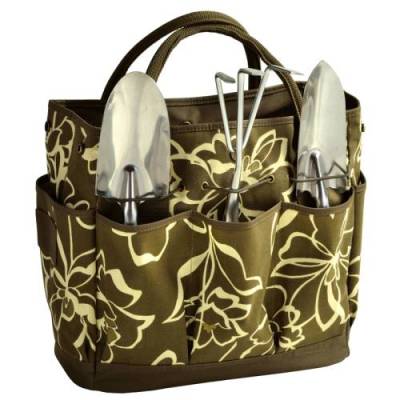 Olive Floral Garden Tote and Tool Set