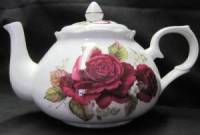 Burgundy Rose Six Cup Teapot