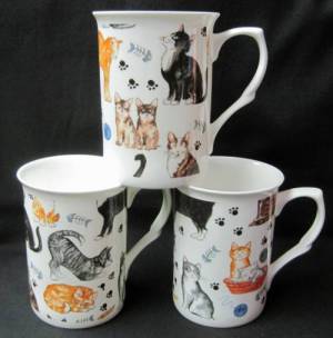 Three Cat Chintz Mugs