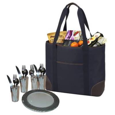 Classic Navy Insulated Cooler Tote for Four