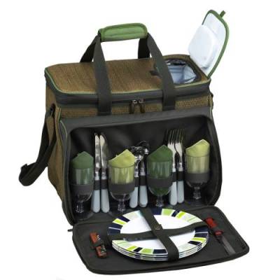 Forest Green Picnic Cooler for Four