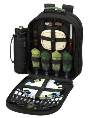 Forest Green Picnic Backpack for Four