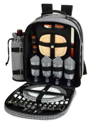 Houndstooth Picnic Backpack for Four