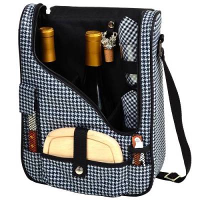 Houndstooth Wine and Cheese Cooler Tote