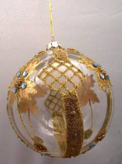 Round Gold and Light Blue Ornament