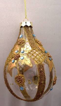 Gold and Blue Teardrop Ornament