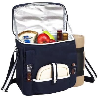 Navy Wine and Cheese Cooler with Blanket