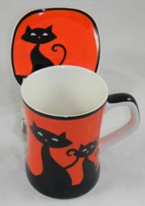 Orange Cat Mug and Coaster