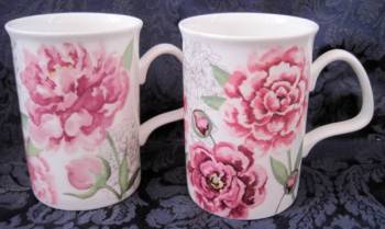 Four Peony Mugs