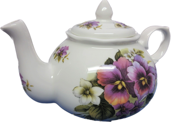 Purple Pansy Six Cup Teapot