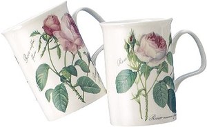 Redoute Rose Mugs Set of Two