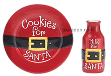 Belted Santa Cookie Plate and Milk Bottle