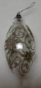 Silver Swirl Teardrop Ornament