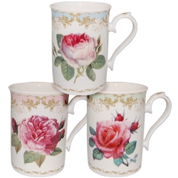 Vintage Rose Mugs Set of Three