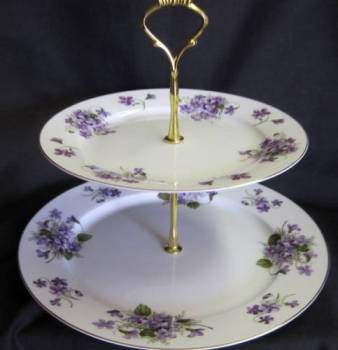 Wild Violets Two Tier Tray