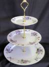 Wild Violets Three Tier Tray