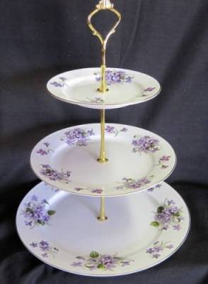 Wild Violets Three Tier Tray